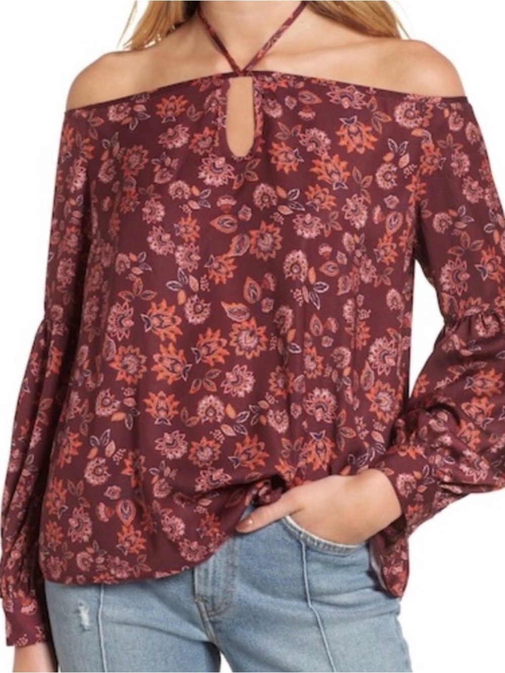 The Fifth Label Burgundy Floral Carousel Blouse